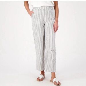 Denim & Co. Seersucker wide leg pull on pants, size small, dark olive